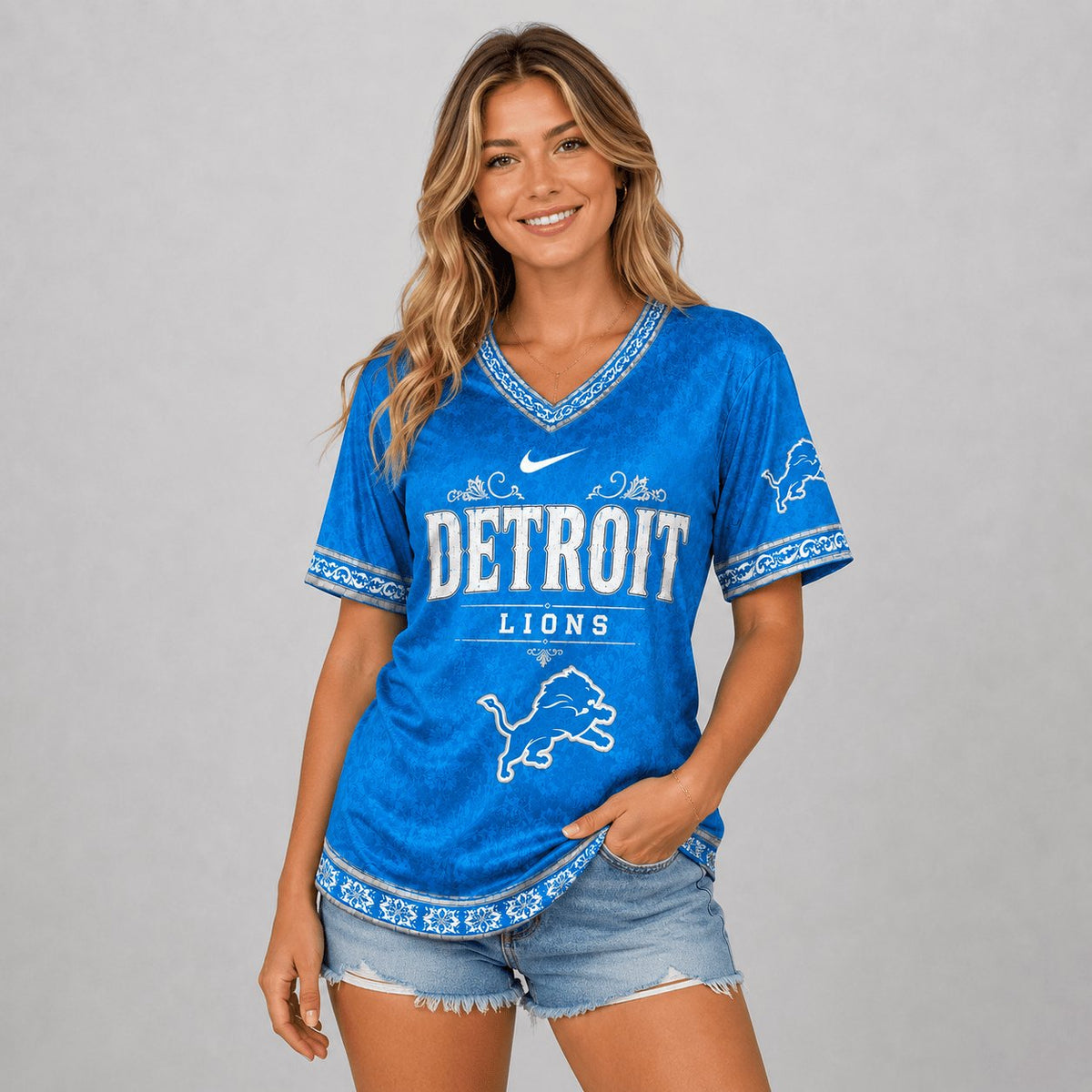 SIGNATURE NFL X DET EXCLUSIVE WOMEN CLASSIC FLORAL SATIN SHIRT LIMITED EDITION