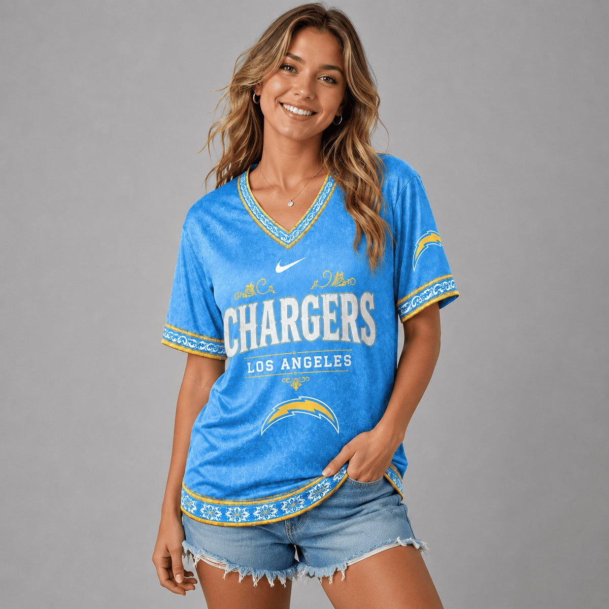 SIGNATURE NFL X LAC EXCLUSIVE WOMEN CLASSIC FLORAL SATIN SHIRT LIMITED EDITION