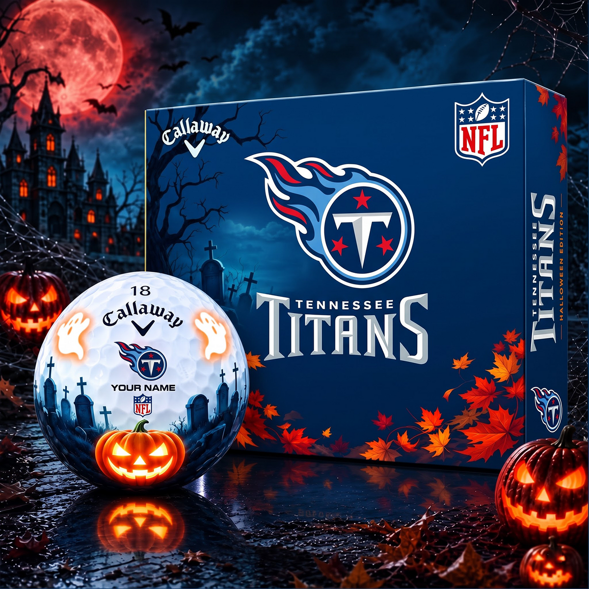 SIGNATURE NFL X TT DELUXE PERSONALIZED HALLOWEEN HORROR FAIRWAY SERIES V3 GOLF BALL COLLECTION