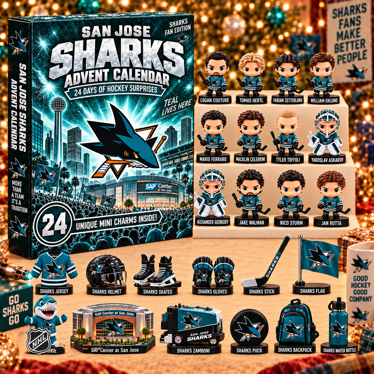 SJS x NHL Game Day Premium Personalized 24 Days Of Advent Calendar