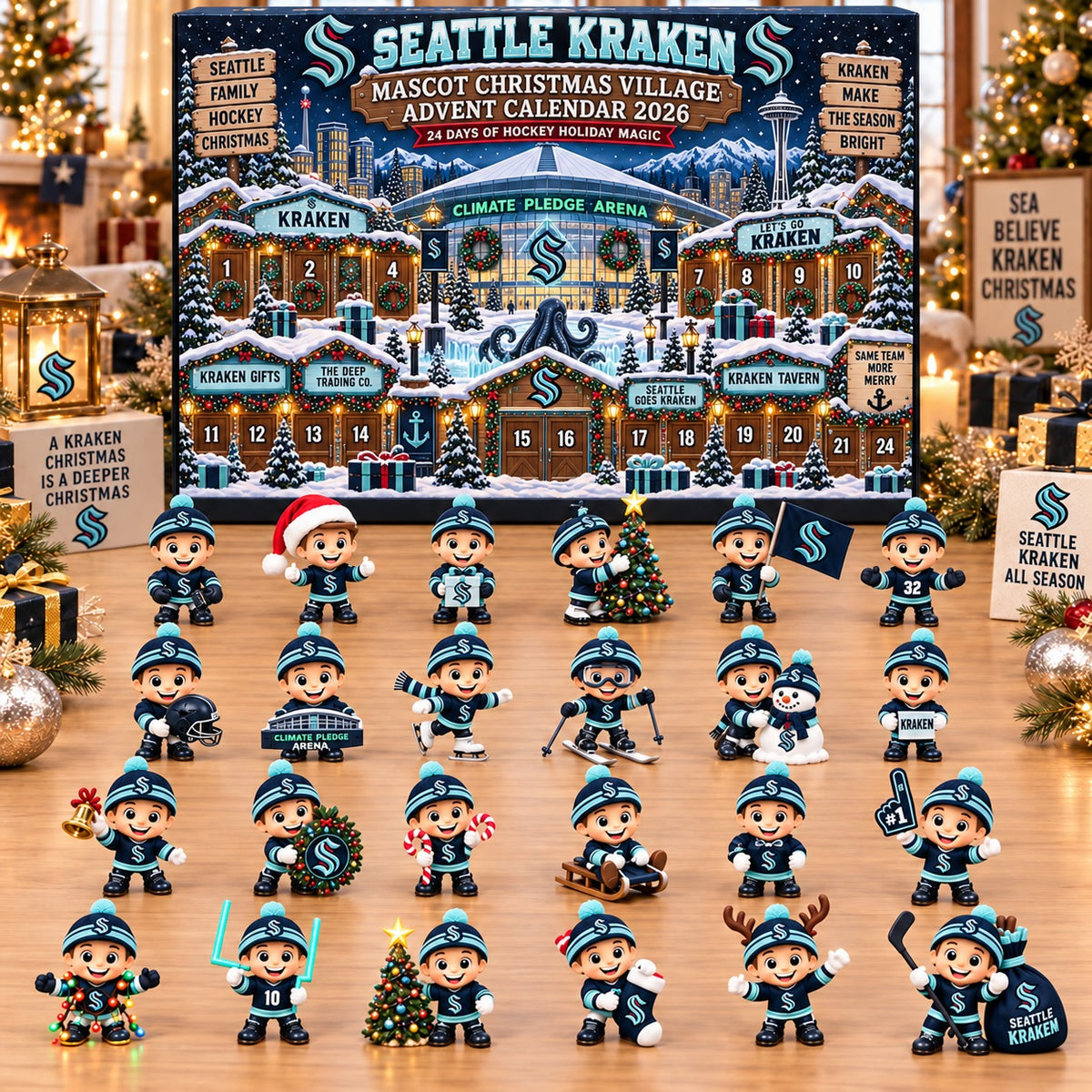 SK x NHL Mascot Christmas Village Advent Calendar Blink Box