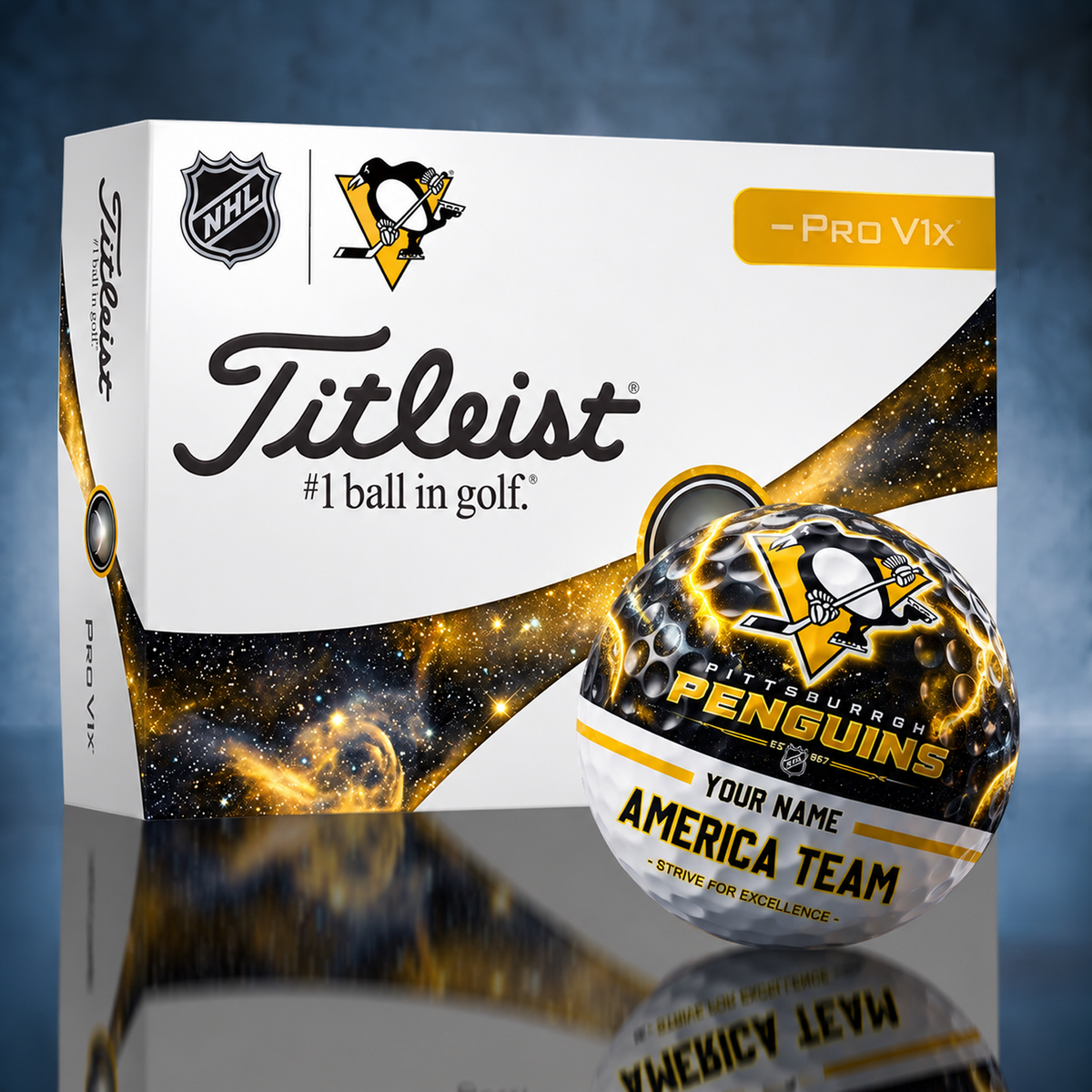 Titleist PIT x Premium NHL PERSONALIZED GOLF BALL LIMITED EDITION V7