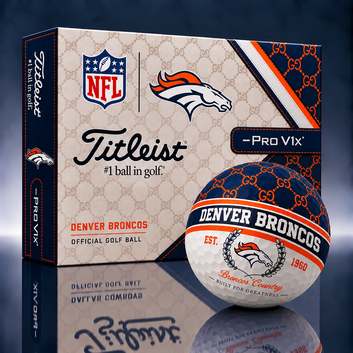 Titleist X GC Premium NFL DEN PERSONALIZED GOLF BALL LIMITED EDITION V1