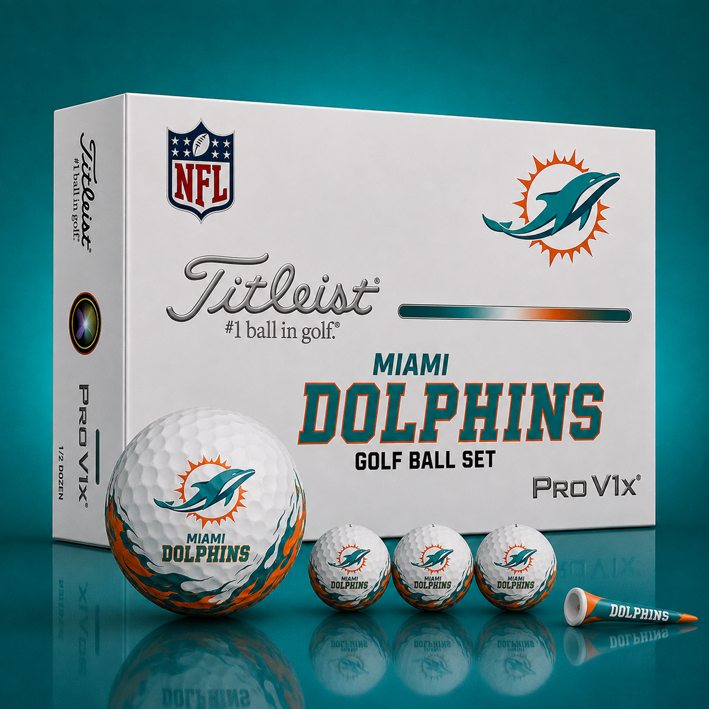 Titleist X Premium NFL MIA PERSONALIZED GOLF BALL LIMITED EDITION 2408 V2