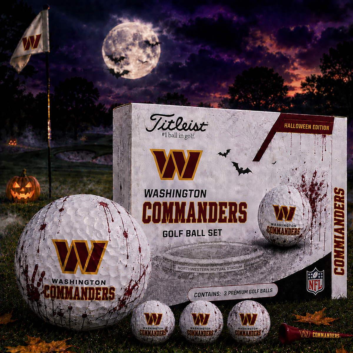 WAS x NFL Halloween Edition Golf Ball Set – 3 Premium Golf Balls