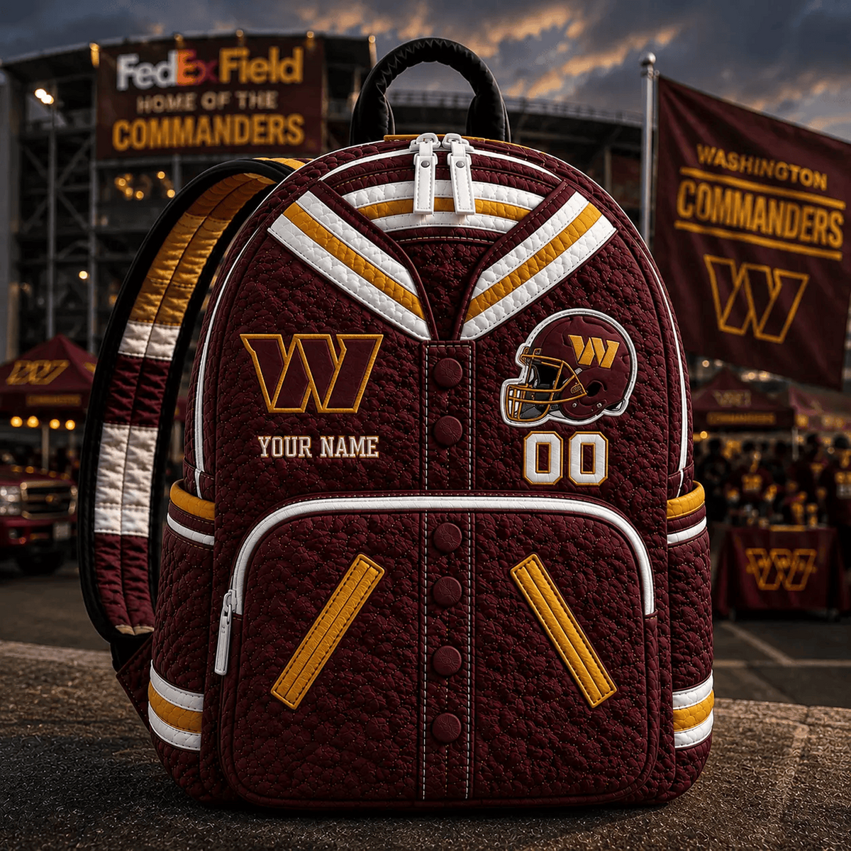 WAS x NFL Premium Varsity Quilted Backpack Personalized Gift For Fan - Limited Edition