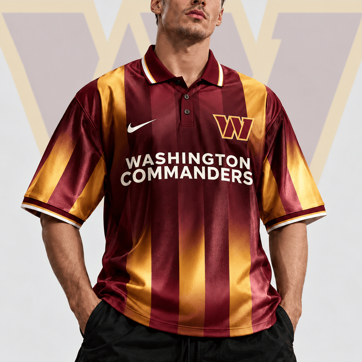 WAS x NFL Team Crest Vertical Stripe Retro Performance Polo Jersey