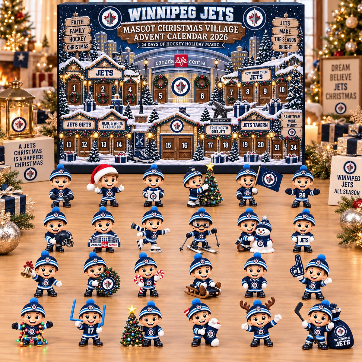 WJ x NHL Mascot Christmas Village Advent Calendar Blink Box