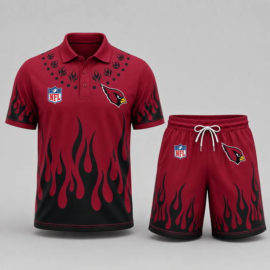ARI Premium NFL Flame Performance Polo Shirt & Shorts Set