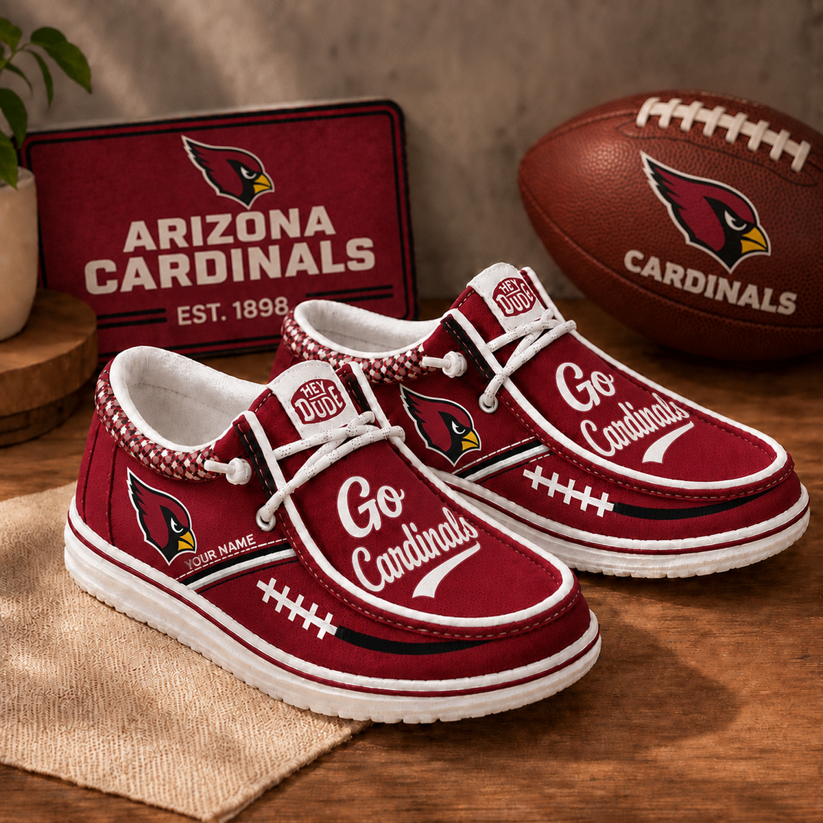 ARI x NFL Personalized New Style Hey Dude Shoes