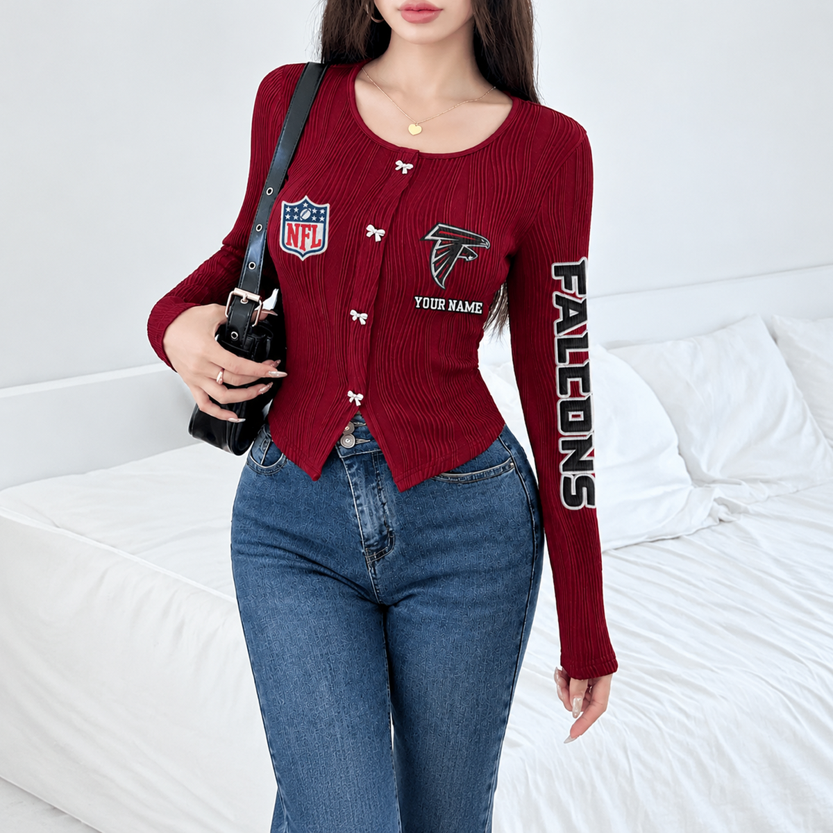 ATL x NFL Women's Long Sleeve Button Front Cardigan