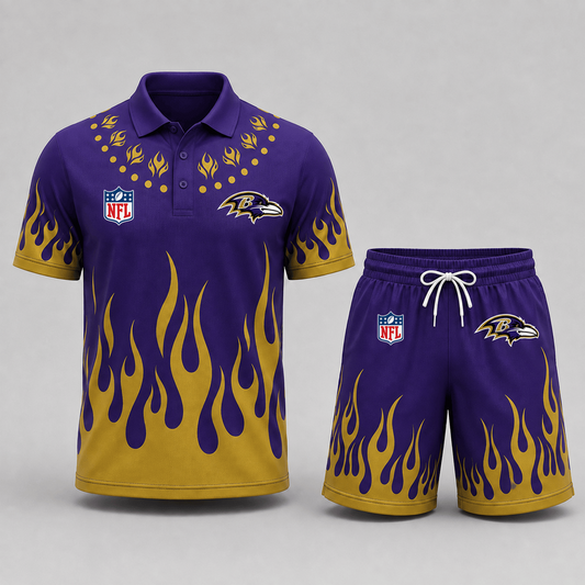 BAL Premium NFL Flame Performance Polo Shirt & Shorts Set