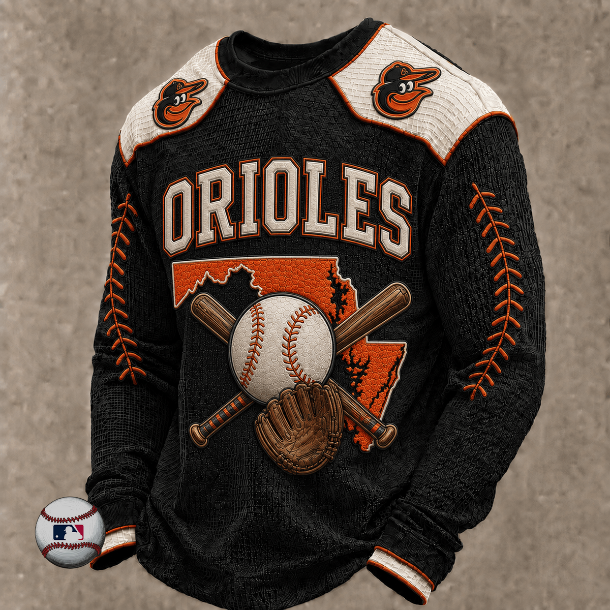 BAL x MLB Baseball Team Embroidered Crewneck Sweatshirt