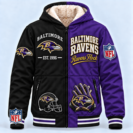 BAL x NFL Hooded Varsity Bomber Jacket