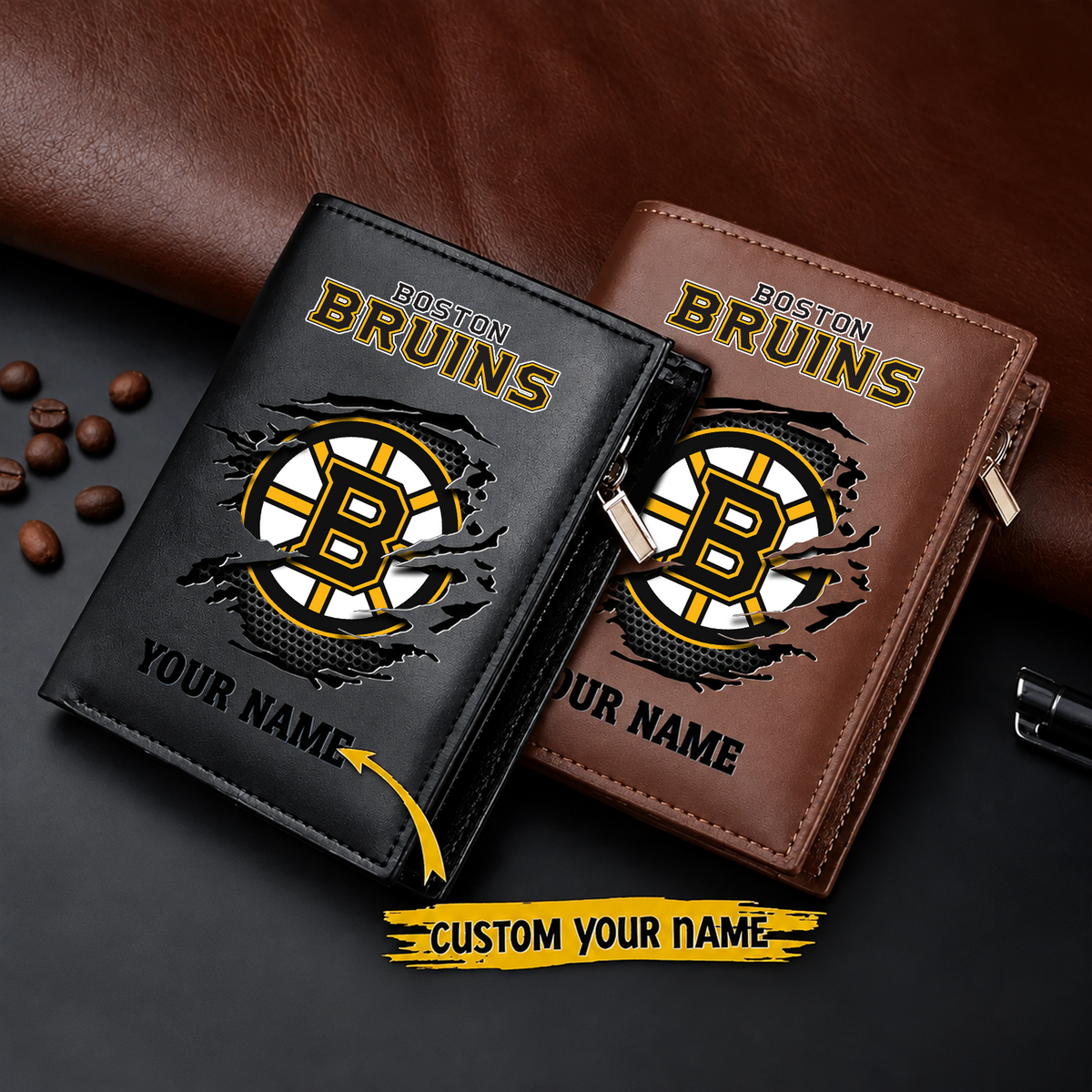 BOS x NHL Men Slim Vertical Wallets New