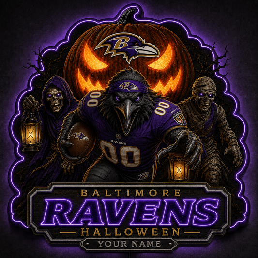 BR x NFL Halloween Personalized Acrylic Wall Led Sign Colorful Colors Gifts For Fan