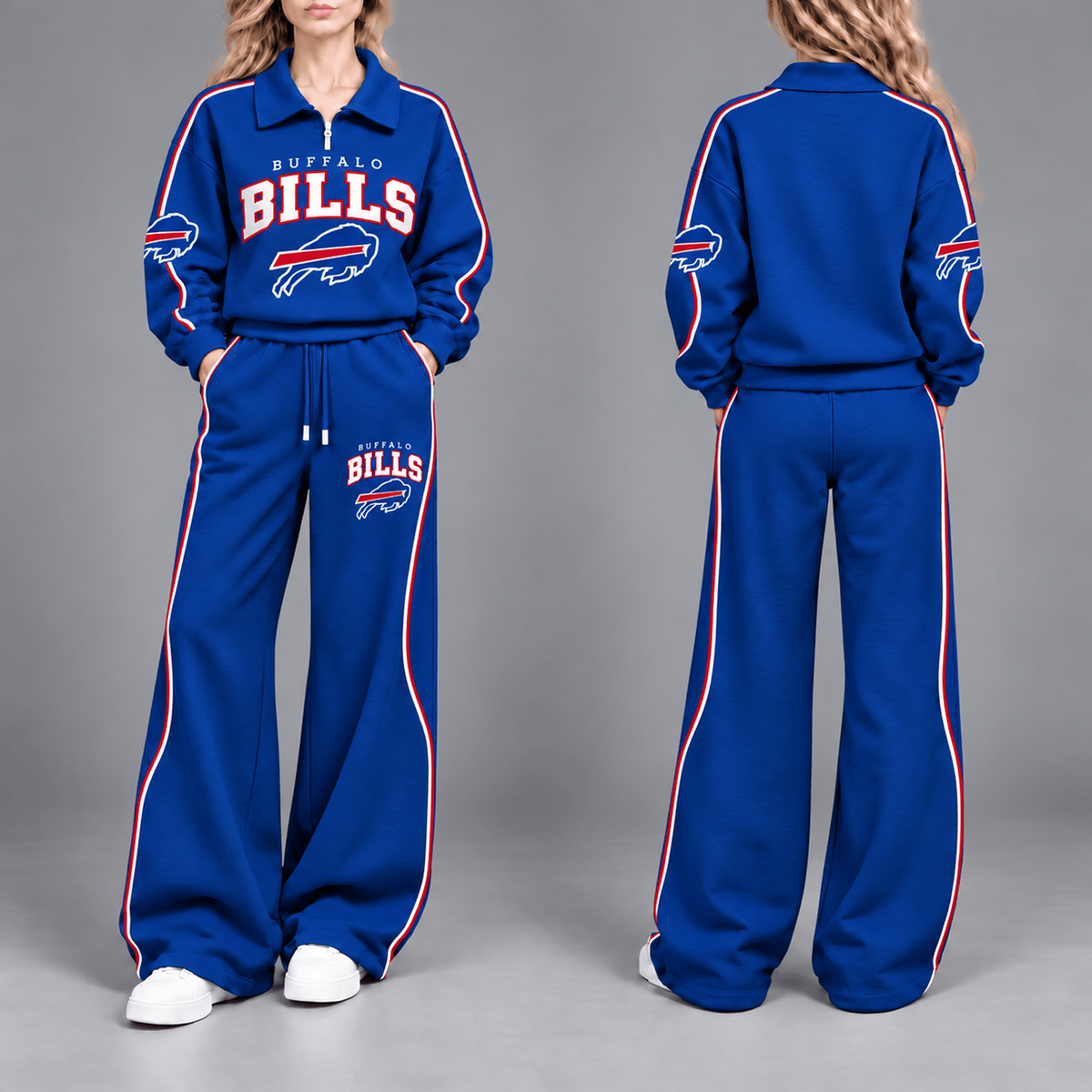 BUF Premium NFL Team Pride Contrast Piping Quarter-Zip + Pants