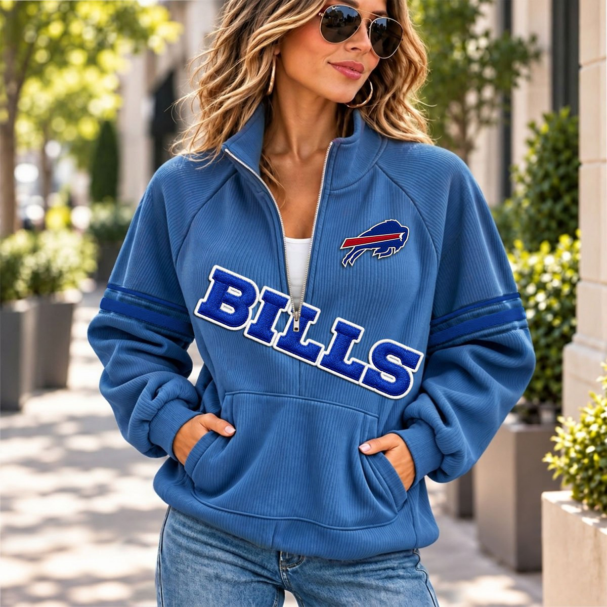 BUF x NFL Corduroy half-zip sweatshirt