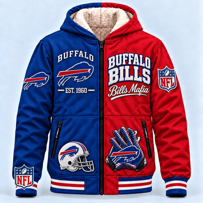 BUF x NFL Hooded Varsity Bomber Jacket
