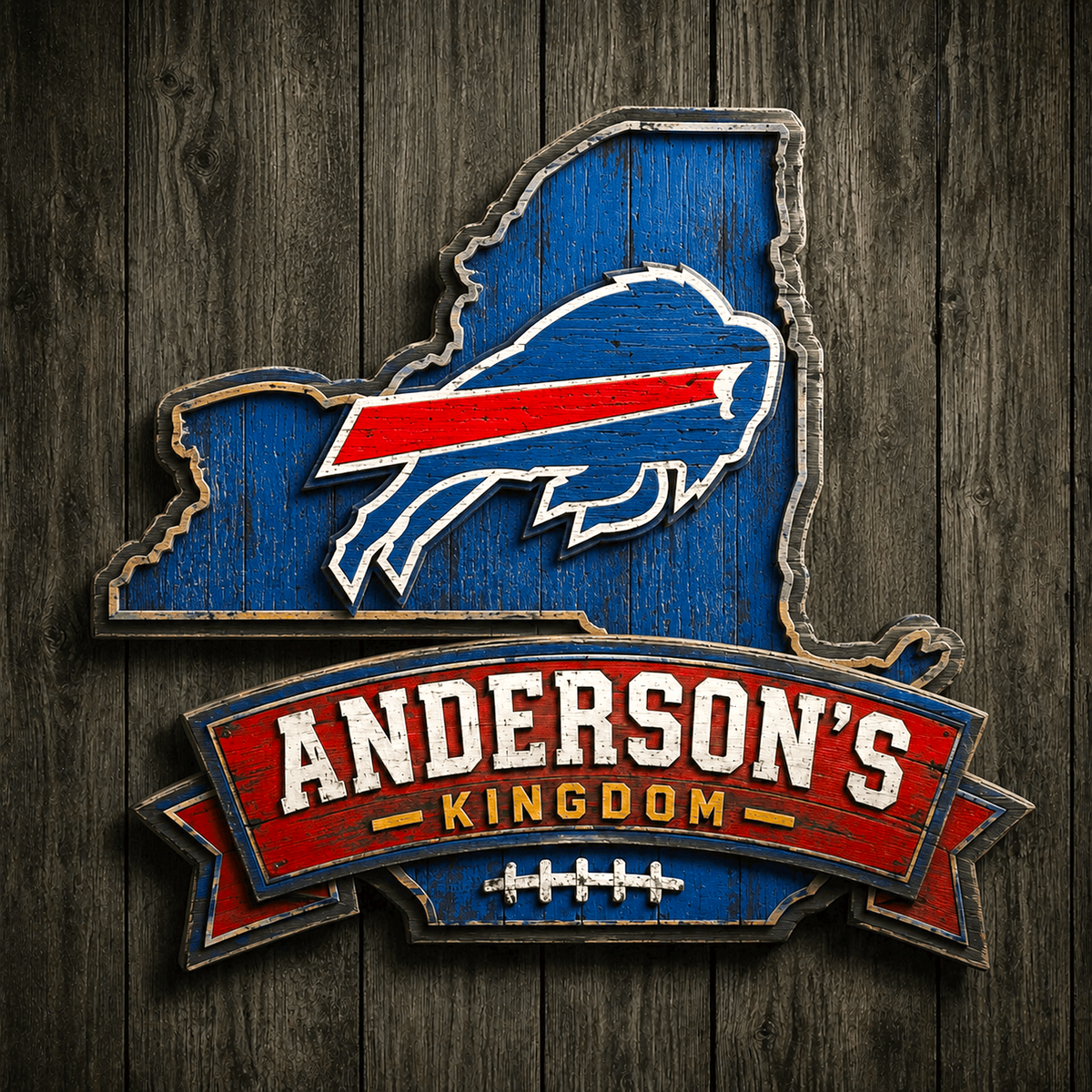 BUF x NFL Personalized Vintage Wooden Sign