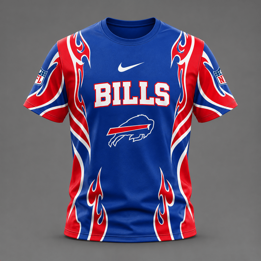 BUF x NFL Premium Football Flame Tribal All Over Print T-Shirt 2208