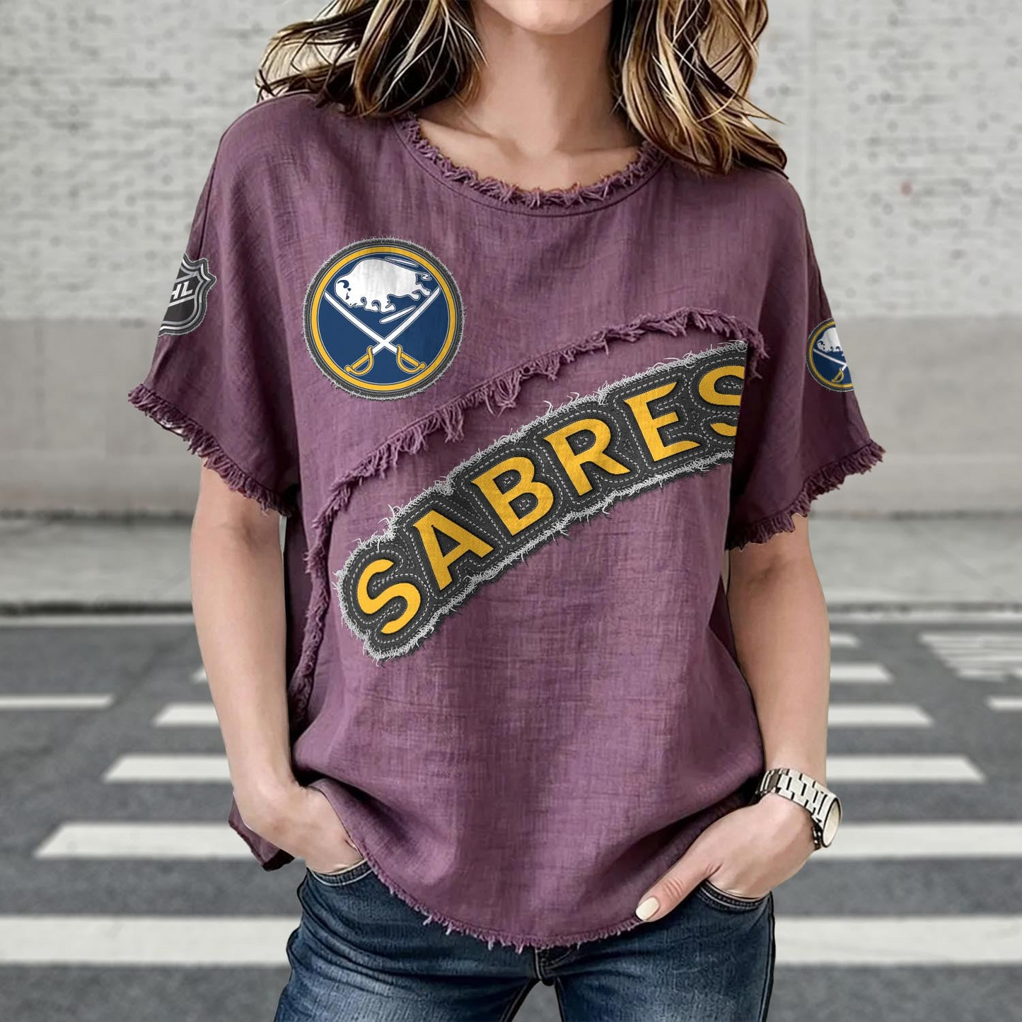 BUF x NHL Women’???s Vintage O-Neck 2905 DatND DVT
