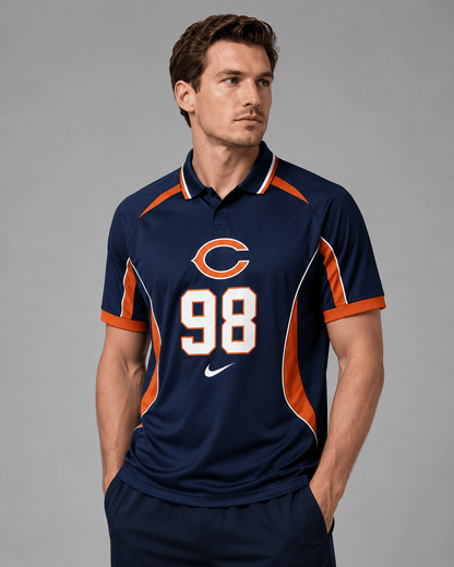 CHI Premium NFL Custom Number Sports Style Polo Shirt
