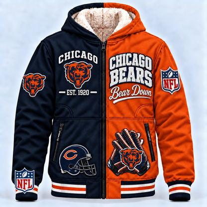 CHI x NFL Hooded Varsity Bomber Jacket