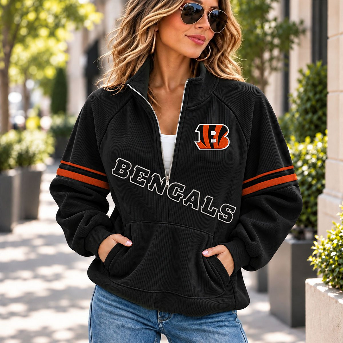 CIN x NFL Corduroy half-zip sweatshirt