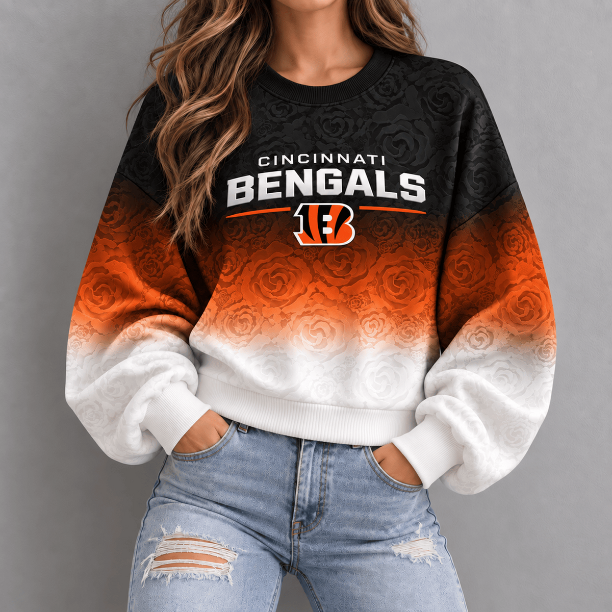 CIN x NFL Embossed Rose Ombre Sweatshirt