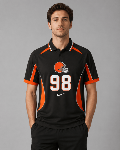 CLE Premium NFL Custom Number Sports Style Polo Shirt