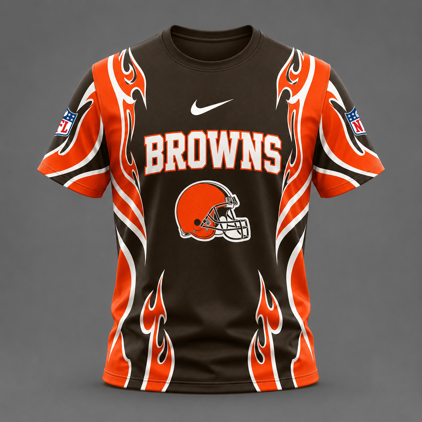 CLE x NFL Premium Football Flame Tribal All Over Print T-Shirt 2208
