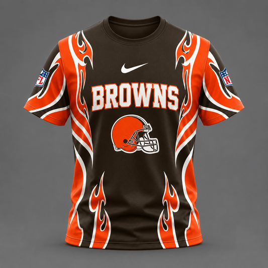 CLE x NFL Premium Football Flame Tribal All Over Print T-Shirt 2208