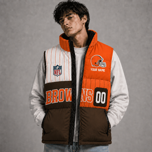CLE x NFL Premium Sleeveless Puffer Jacket Personalized Gift For True Fan