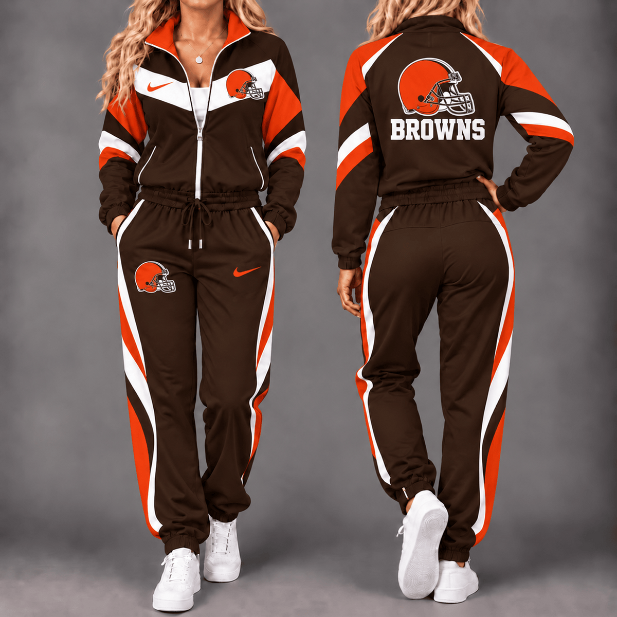 CLE x NFL Team Pride Waterproof Windbreaker Zip-Up Tracksuit Set