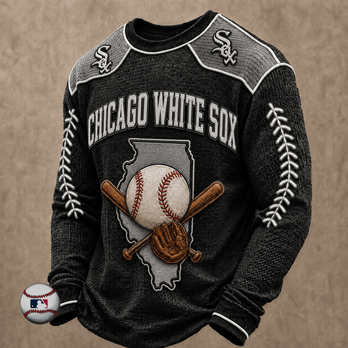 CWS x MLB Baseball Team Embroidered Crewneck Sweatshirt