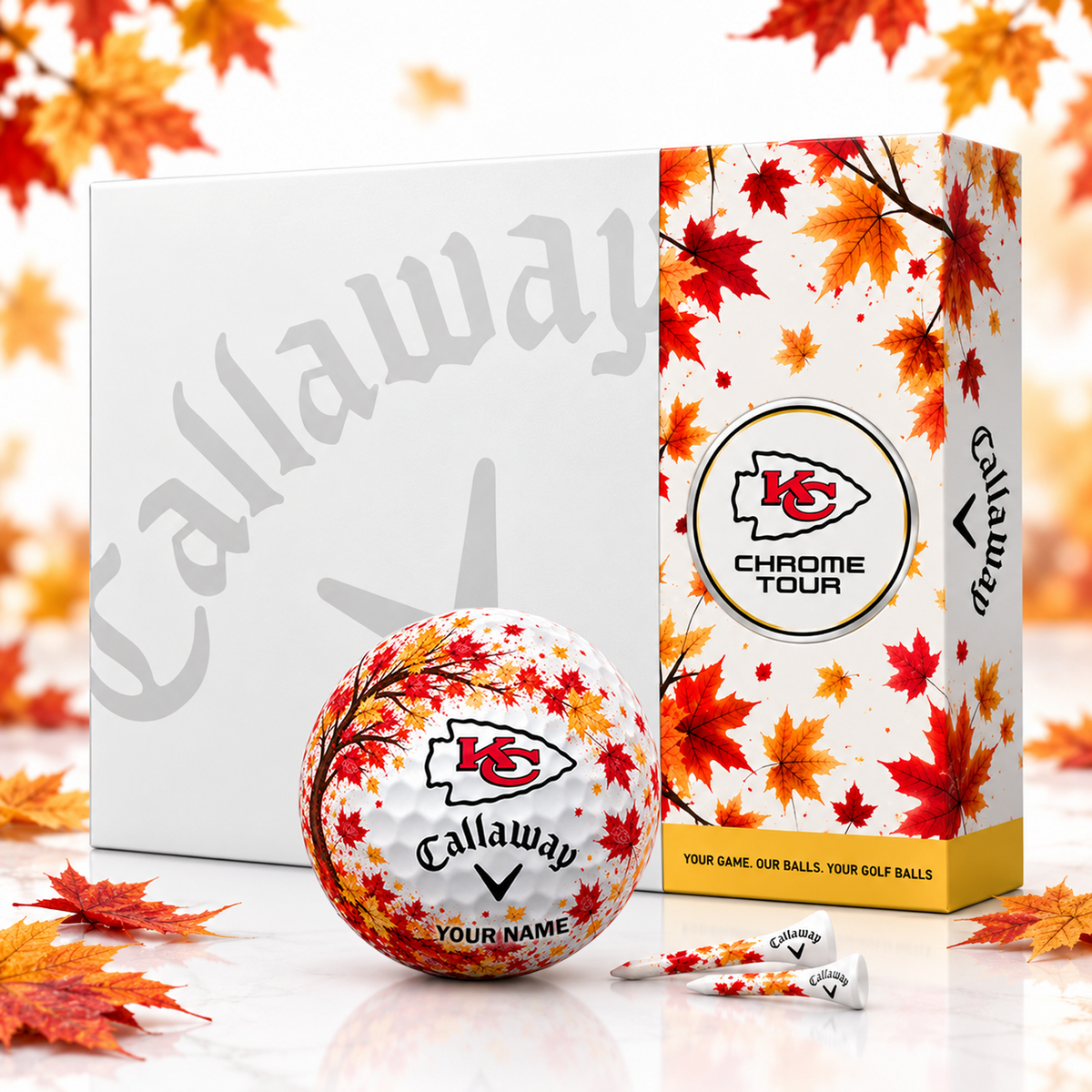 Callaway X Premium NFL KC FALL EDITION PERSONALIZED GOLF BALL – LIMITED EDITION  V2
