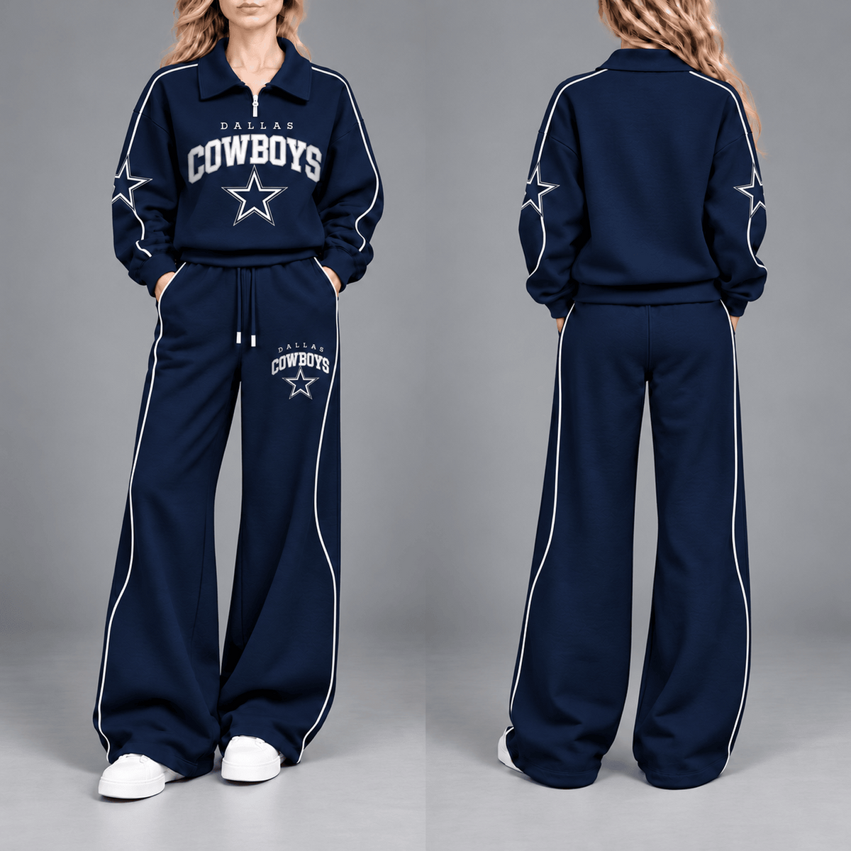 DAL Premium NFL Team Pride Contrast Piping Quarter-Zip + Pants