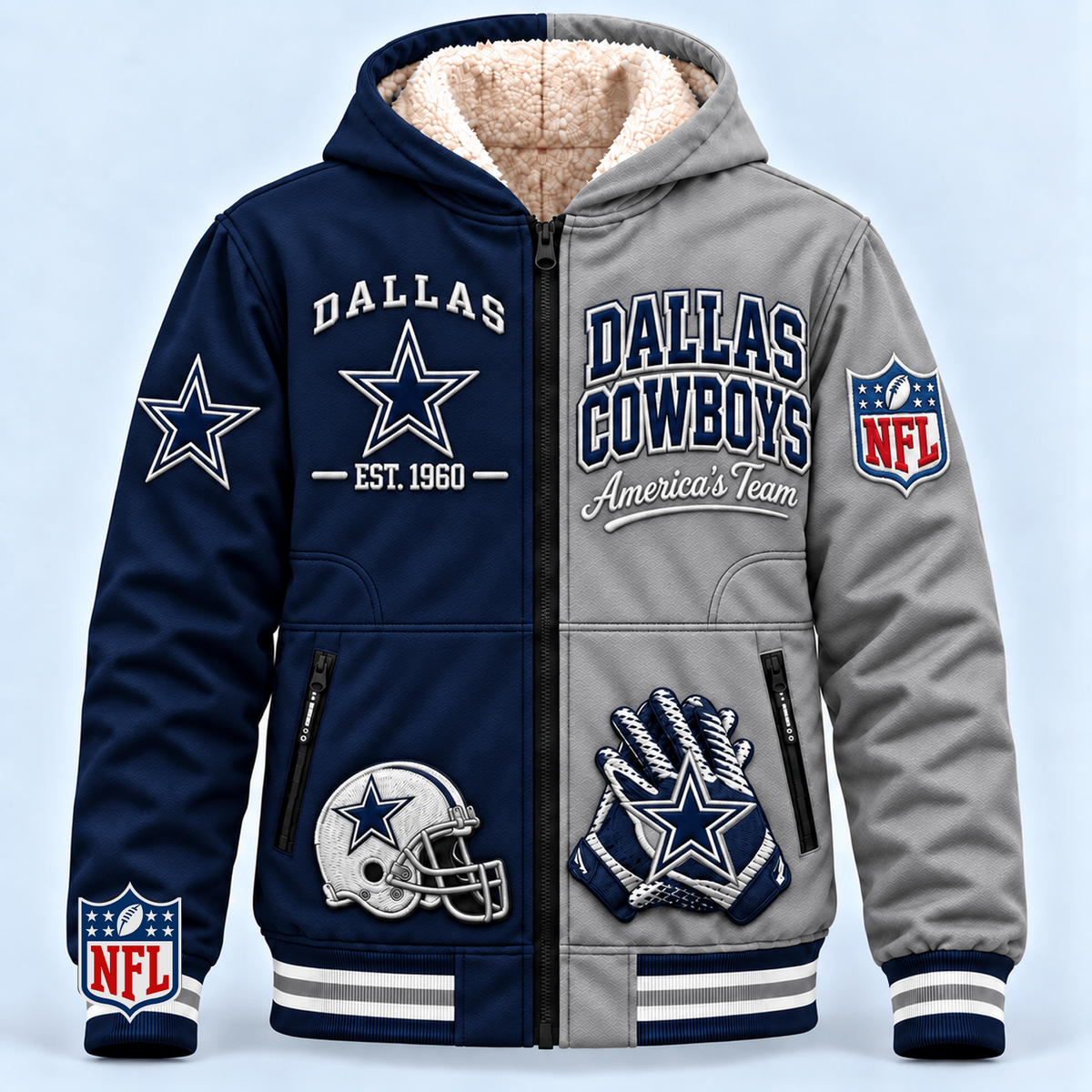 DAL x NFL Hooded Varsity Bomber Jacket