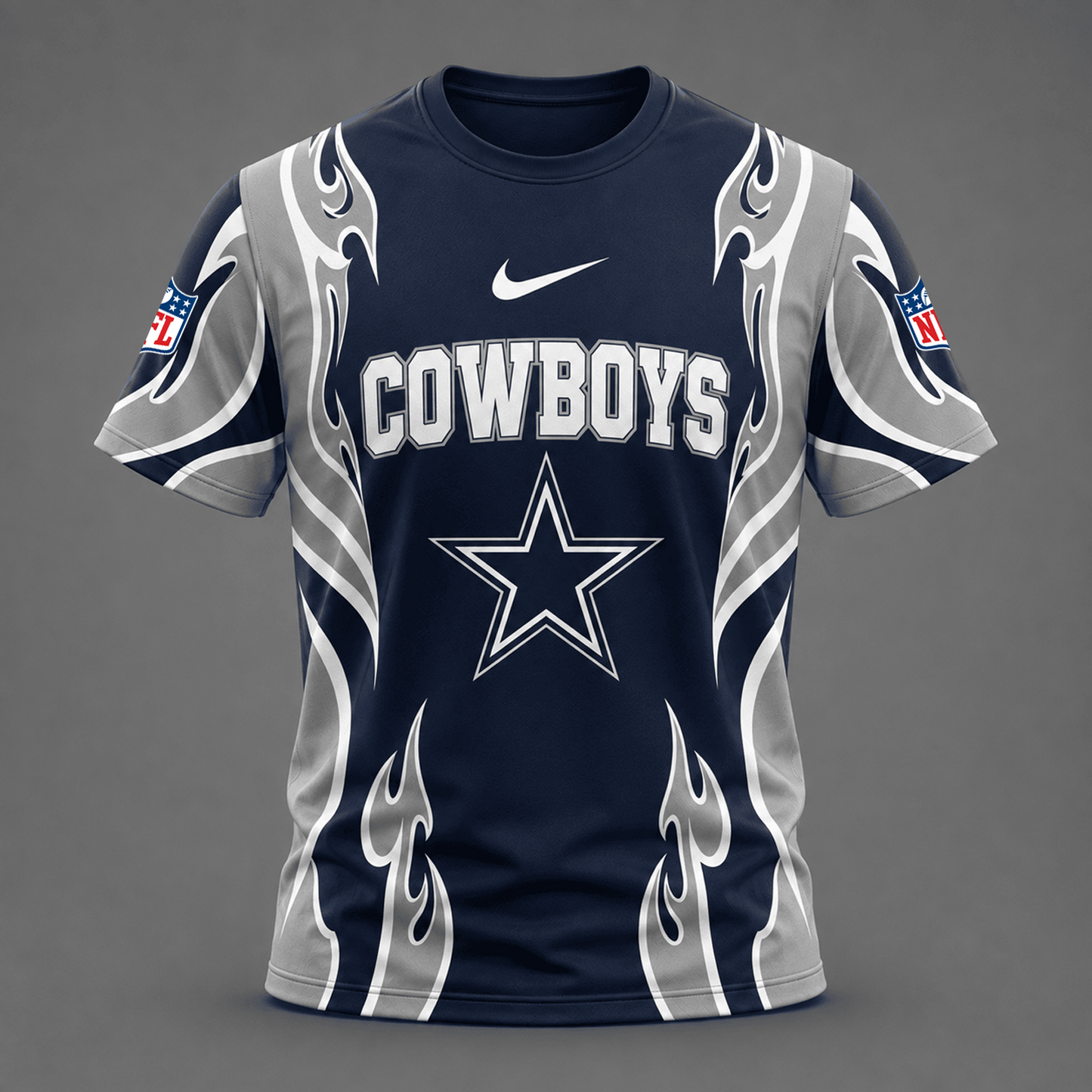 DAL x NFL Premium Football Flame Tribal All Over Print T-Shirt 2208