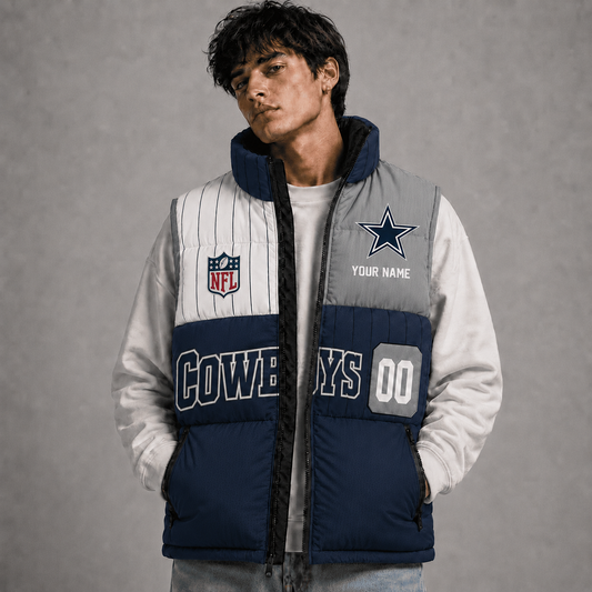 DC x NFL Premium Sleeveless Puffer Jacket Personalized Gift For True Fan