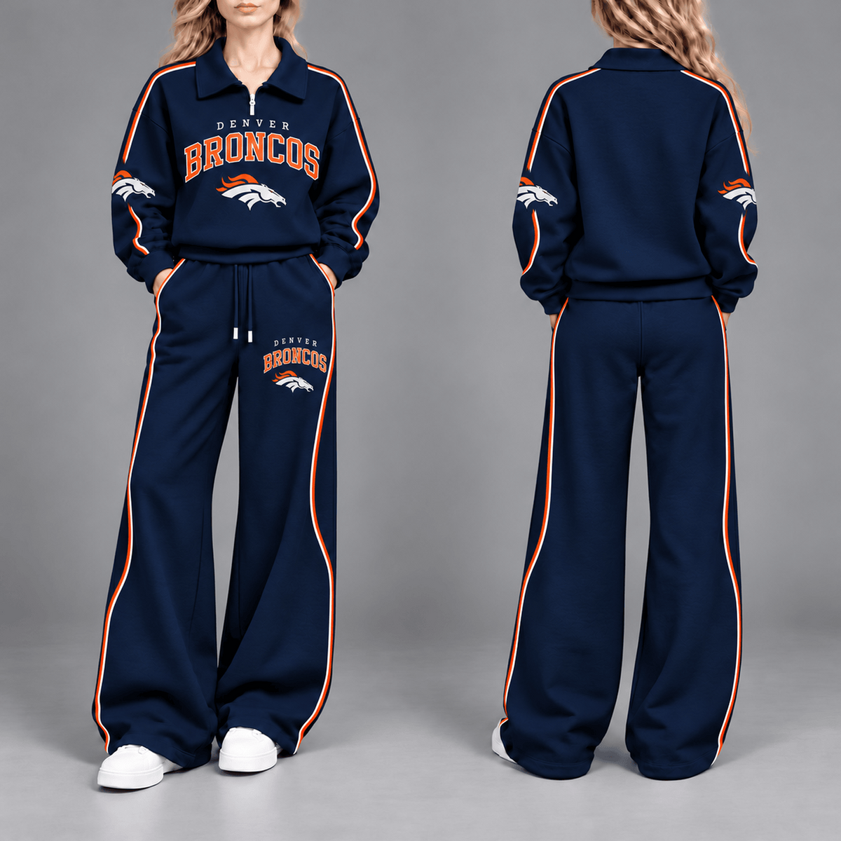 DEN Premium NFL Team Pride Contrast Piping Quarter-Zip + Pants
