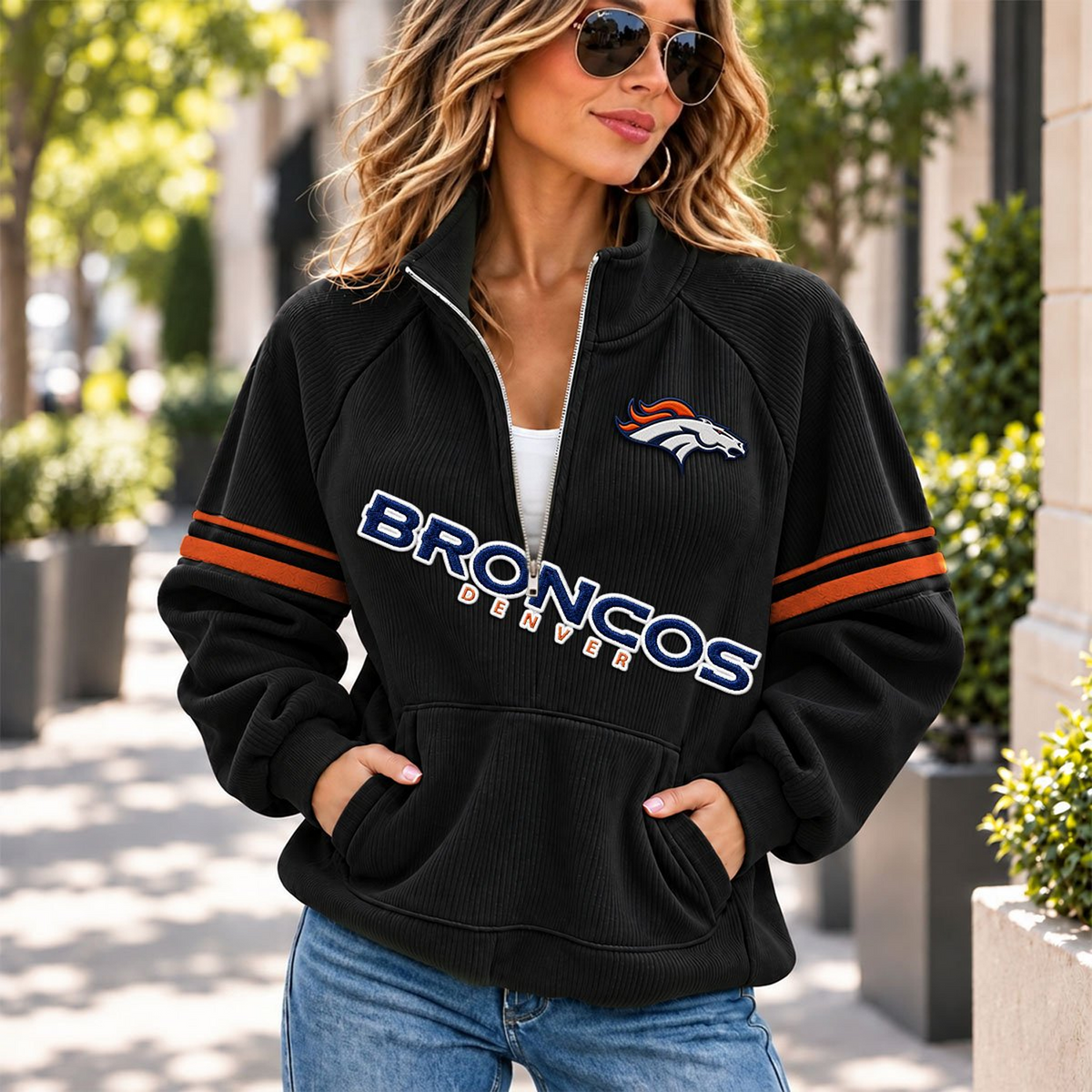 DEN x NFL Corduroy half-zip sweatshirt