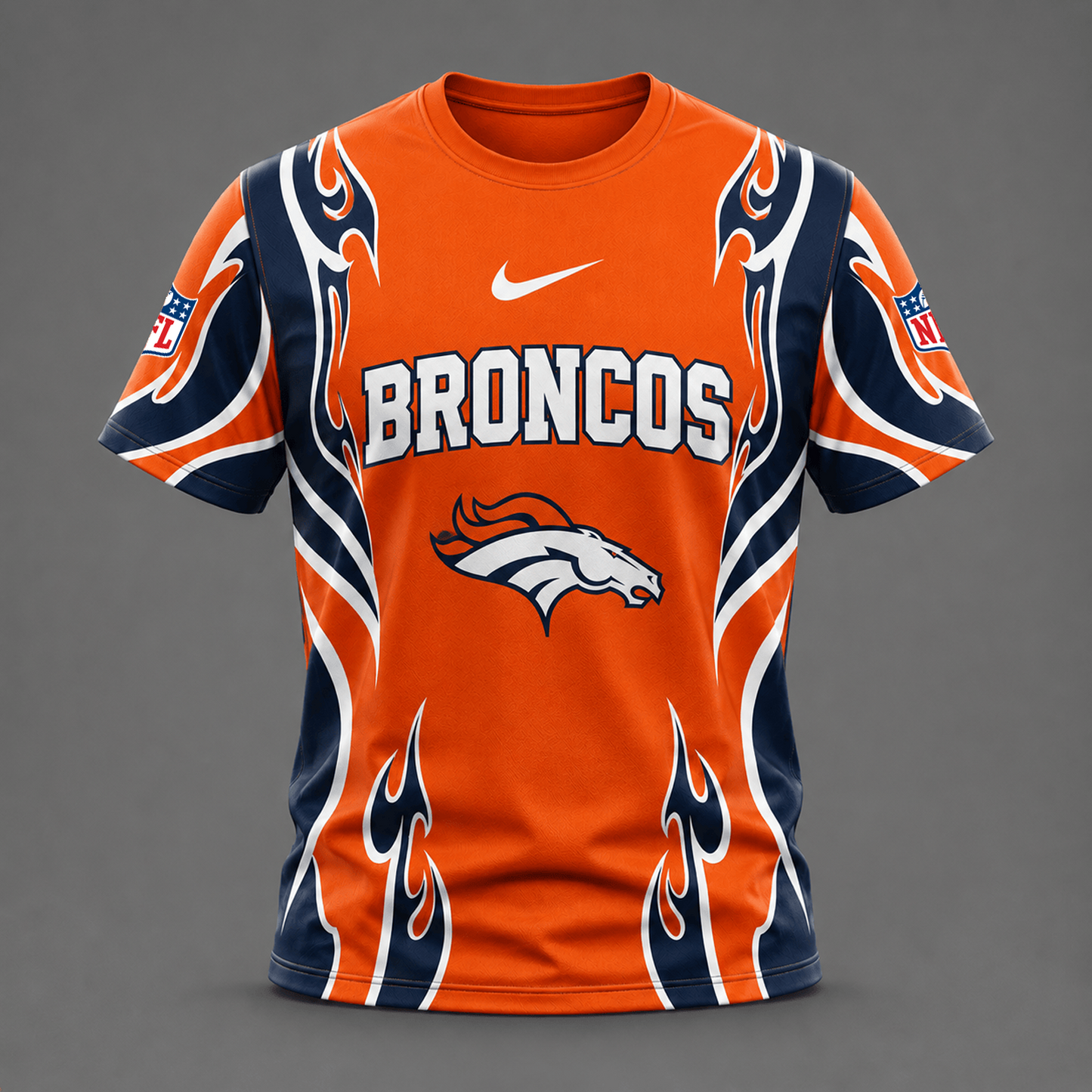 DEN x NFL Premium Football Flame Tribal All Over Print T-Shirt 2208