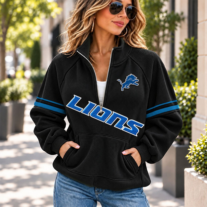 DET x NFL Corduroy half-zip sweatshirt