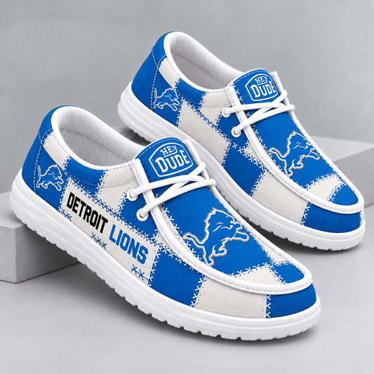 DET x NFL Team Logo Patchwork Loafer Shoes