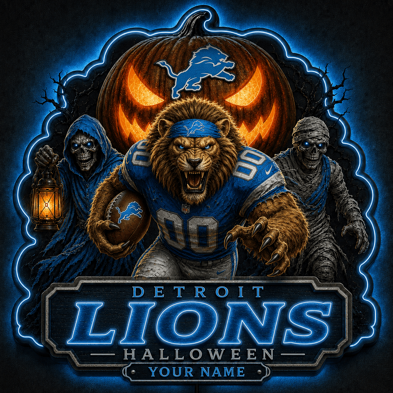 DL x NFL Halloween Personalized Acrylic Wall Led Sign Colorful Colors Gifts For Fan