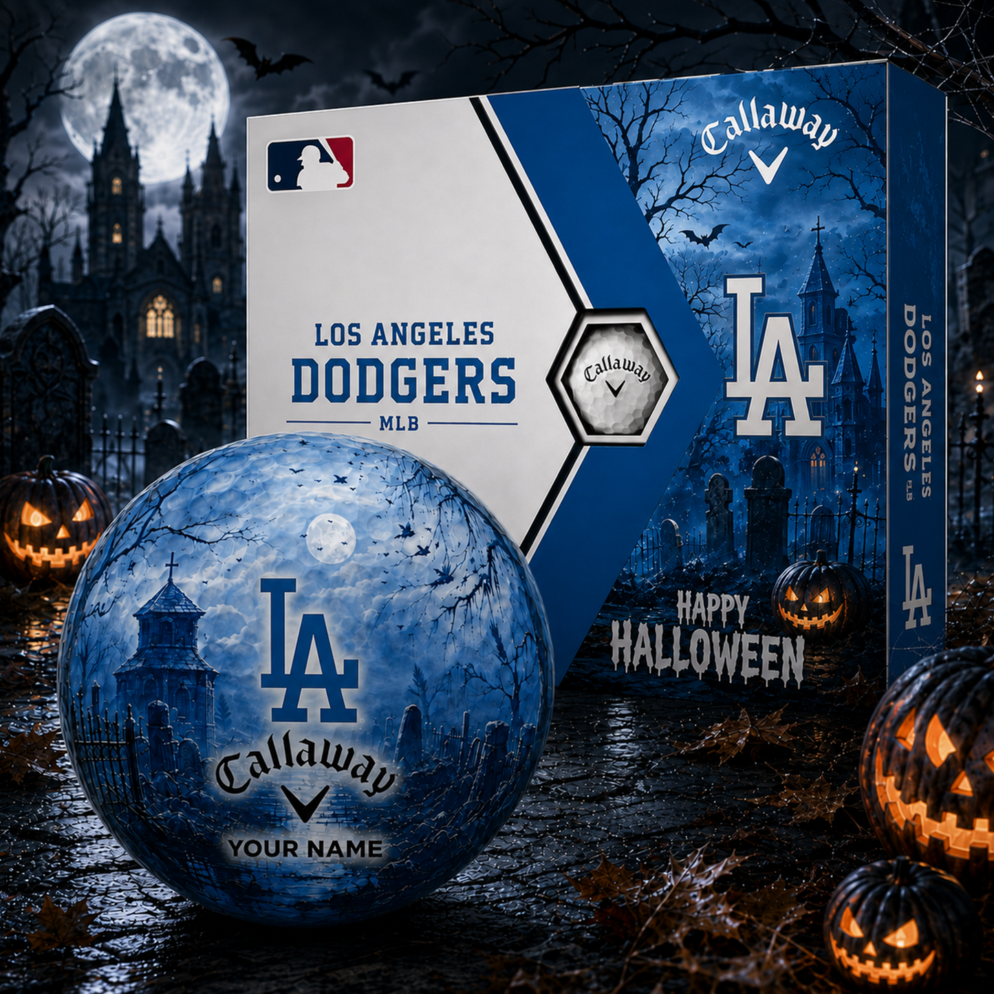 Exclusive MLB x LAD Halloween V1 Personalized Name Golf Ball