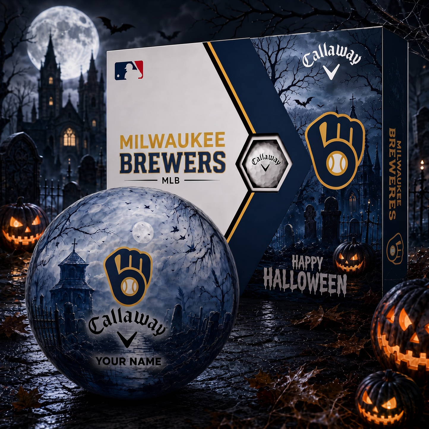 Exclusive MLB x MIL Halloween V1 Personalized Name Golf Ball