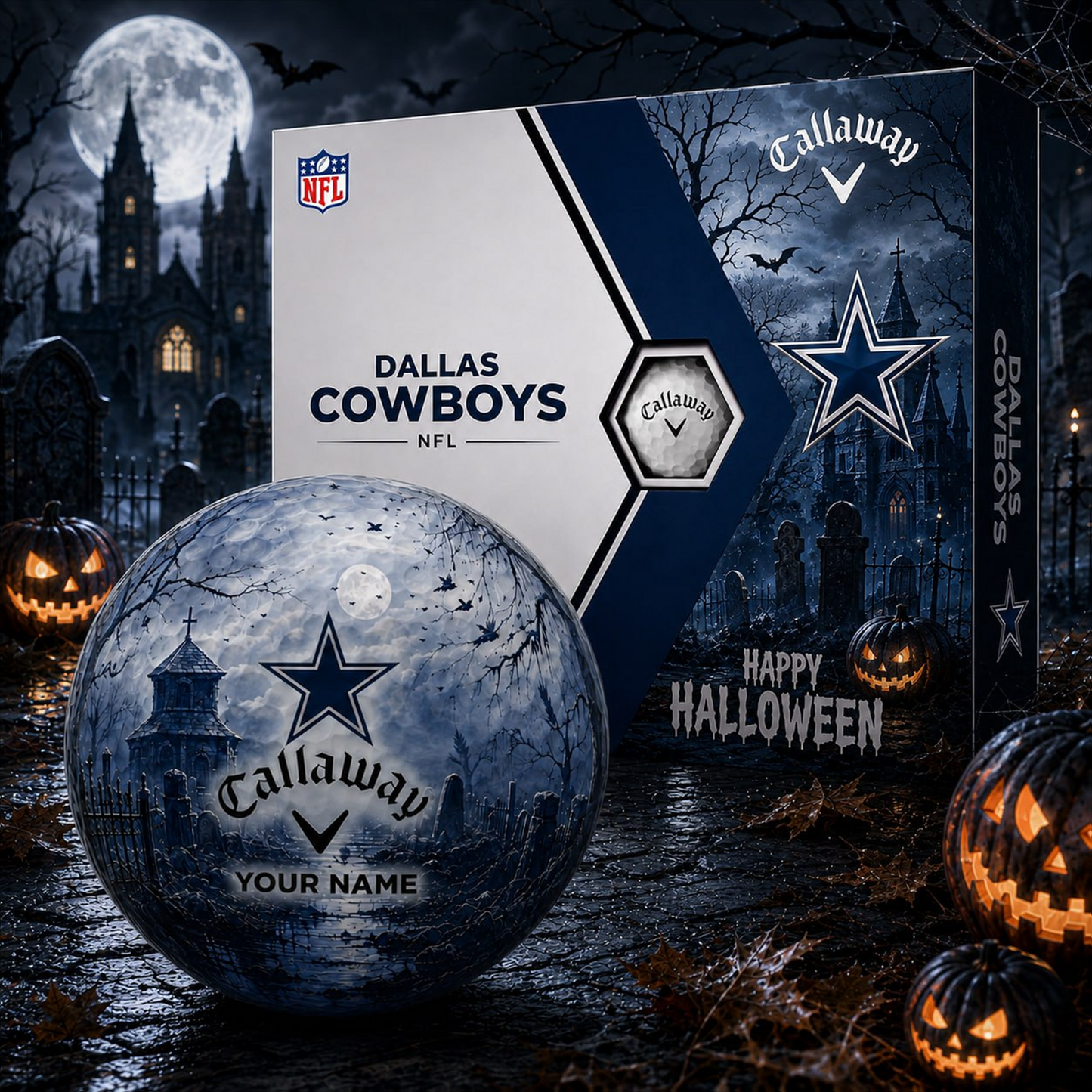 Exclusive NFL x DAL Halloween V1 Personalized Name Golf Ball
